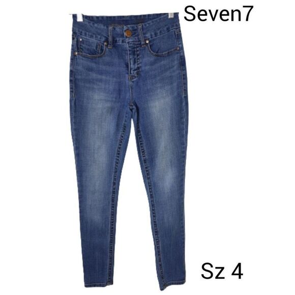 Seven7 Women's Jeans 4 Super Stretch Mid Rise Skinny Denim Jeans Sz 4 - Picture 1 of 6